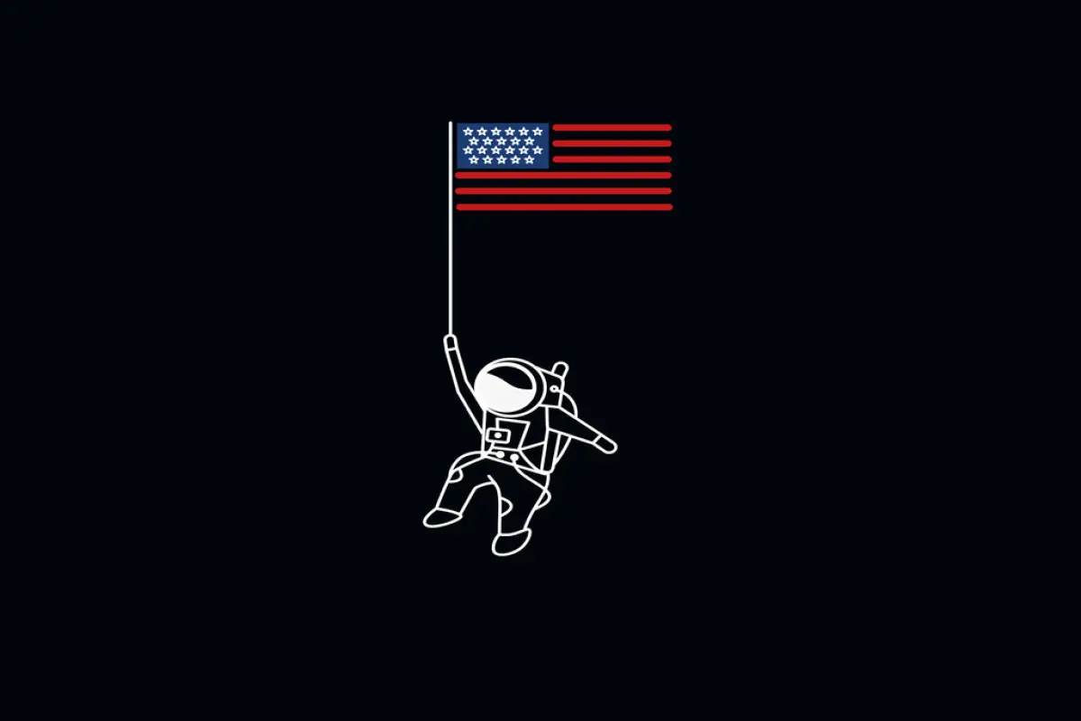 Astronaut Holding Usa Flag 4th of July - American Independence D, Astronaut Holding Usa Flag 4th of July - American Independence Day.