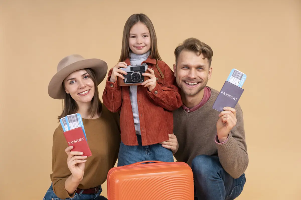 familia con pasaporte