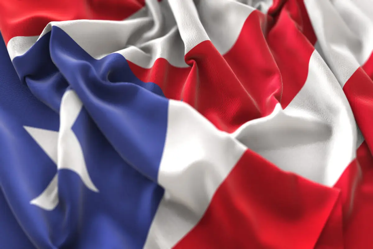 Puerto Rico Flag Ruffled Beautifully Waving Macro Close-Up Shot,  