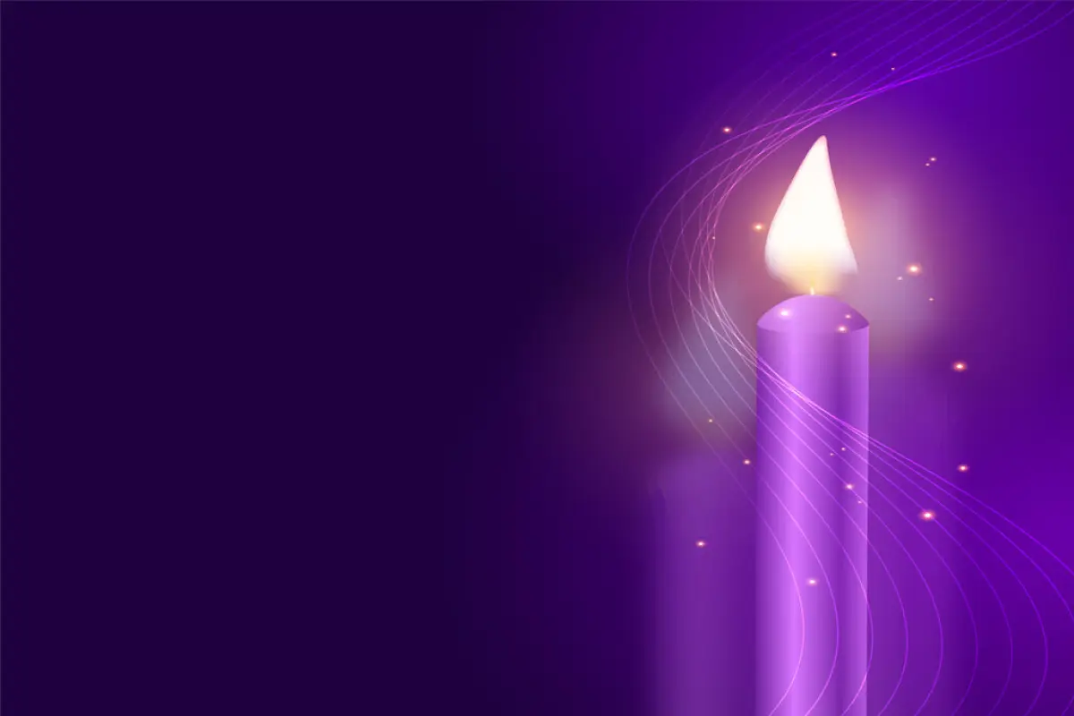 advent candles on purple background,  