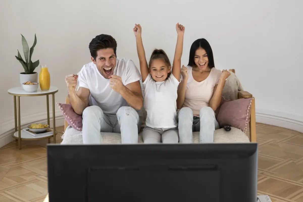 familia viendo televisión